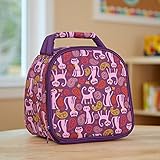 Fit & Fresh Kids' Gabby Insulated Lunch Bag with Exterior Pocket and Full Zip Closure, Versatile School Lunch Box for Girls, Paisley Cats