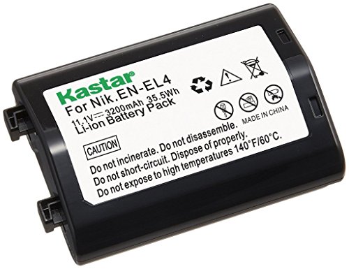 Kastar Battery (1-Pack) for Nikon EN-EL4, EN-EL4A, ENEL4, ENEL4A and Nikon D2Z, D2H, D2Hs, D2X, D2Xs, D3, D3S, D3X, F6 Camera, Nikon MB-D10, D300, D300S, D700, MB-40 Grip
