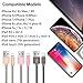 OTISA Charger Cable for Phone, Charger Cord 3 Pack Nylon Braided Charging Cord Compatible Phone xs/xsmax/xr/8/8plus/7/7plus/6/6plus pad pod & More(Gold/Pink/Grey)   
