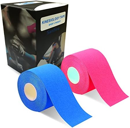Kinesiology Tape 2 Rolls Combo Pack for Athletic Sports, Recovery and Physiotherapy Free, Waterproof, Uncut, 2-Inch x 16.4-Feet