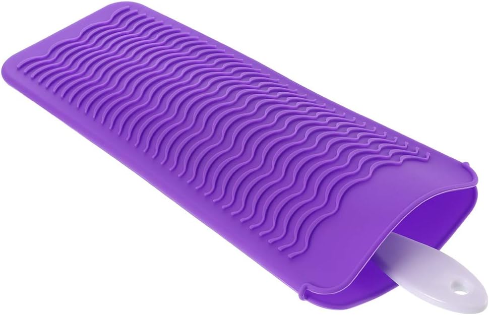 Mialang 2 Pack Heat Resistant Silicone Mat Pouch for Flat Iron Curling Iron Cover Hot Iron Travel Case Hair Styling Tools(Rose and Purple) - Image 5