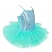 FEESHOW Girls Sequined Camisole Ballet Tutu Dress Skirted Leotard Ballerina Glittering Dance wear Costumes Turquoise 4-5