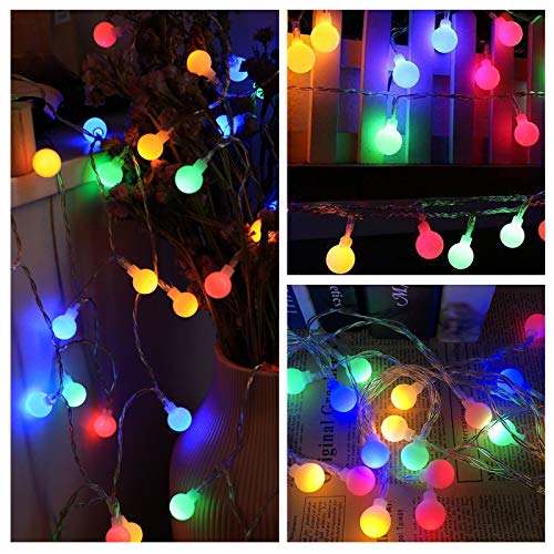 45 ft 80 LED Globe Fairy Lights with 8 modes Remote Control, Battery Powered OR USB Charge Ball String Lights,Waterproof Bulb Fairy Lights for Home,Party,Christmas and Halloween.(Multi-color)