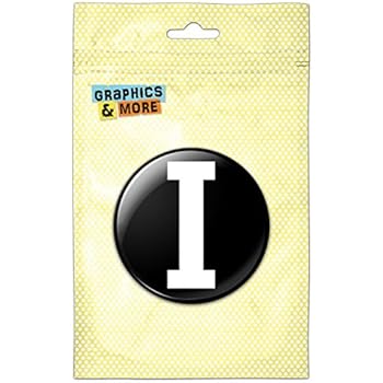 Letter I Initial Black White Kitchen Refrigerator Locker Button Magnet - 3 Inch Diameter