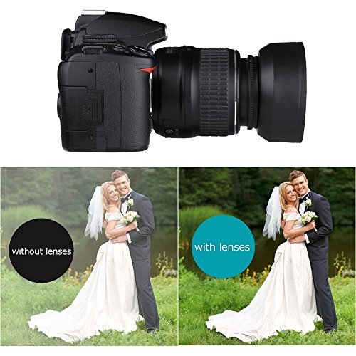 Lens Hood Set, Reversible Tulip Flower + 3 Stages Collapsible Rubber Lens Hood + Center Pinch Lens Cap with Cap Keeper Leash + Microfiber Cleaning Cloth (67MM) - Thumbnail 4
