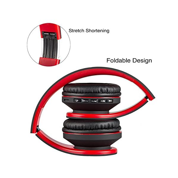 Wireless-Bluetooth-Over-Ear-Stereo-Foldable-Headphones-Wireless-and-Wired-Mode-Headsets-with-Soft-Memory-Protein-EarmuffsBuilt-in-Mic-for-Mobile-Phone-TV-PC-Laptop-BlackRed Wireless Bluetooth Over Ear Stereo Foldable Headphones, Wireless and Wired Mode Headsets with Soft Memory-Protein…