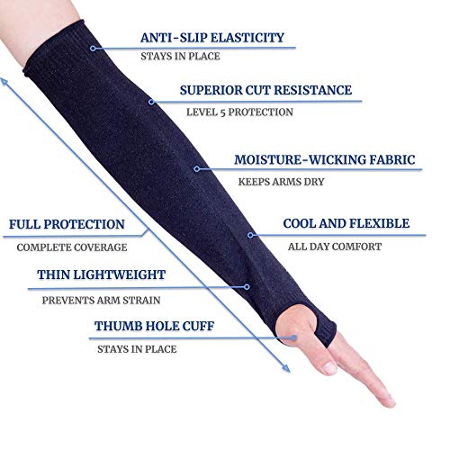 Kevlar Sleeves By Limerense Heat & Cut Resistant Sleeves With Thumb