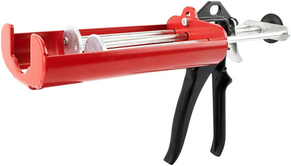 Manual Double Epoxy Gun 400 mL/13.5 fl oz (1:1 Mix Ratio) Dual Component Applicator for Panel Bond 2 Part Cartridge Caulking Gun (Passion Red) - - 