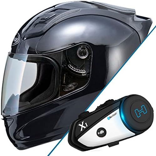 GMAX GM69 Gloss Black Full Face Street Helmet with Hawk X1 Bluetooth Bundle - Medium w/ X1 Bluetooth
