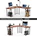 DEWEL L-Shaped Desk, Modern Brown Wooden Gaming Computer Desk, 66.92