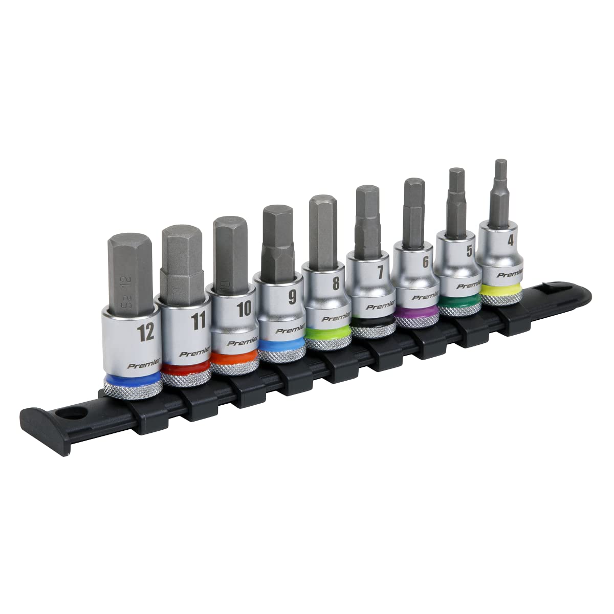 Sealey Drive Hex Socket Bit Set 9pc - Platinum 3/8" Sq AK6250