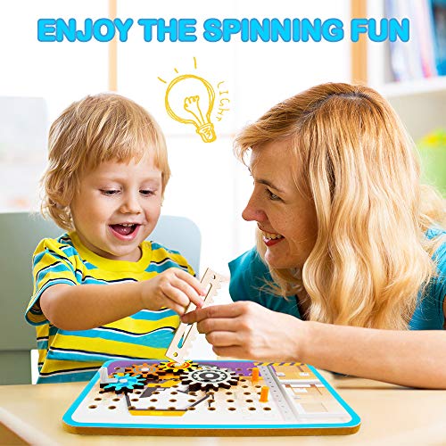 VATOS Wooden Board Gear Toys STEM Construction Toy Set Vehicles 4in1