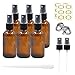 Pack of 6, 2 oz Amber Glass Bottles with Black Fine Mist Sprayers by Mavogel, Including 2 Extra Black Fine Mist Sprayers, 2 Stainless Steel Mini Funnel, 1 Transfer Pipettes, 12 Bottle Labels