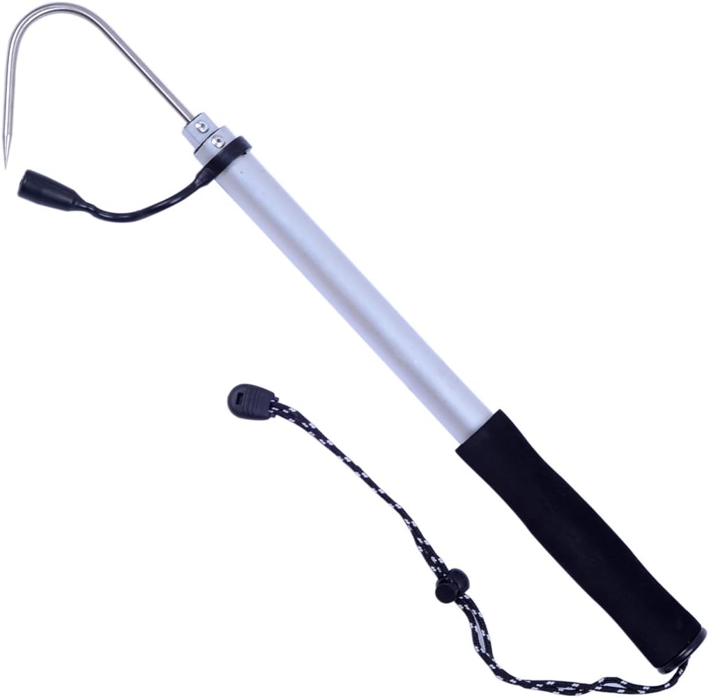 Agepoch Telescopic Stainless Steel Fishing Hand Gaff Hook 35in 0.32lb Carp Aluminum Alloy Pole
