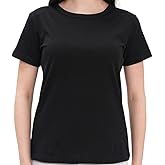 Women's Essentials T-Shirt, Cotton Crewneck Tee, Classic Fit T-Shirt for Women (Black,L)