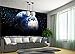 GREAT ART Wallpaper Planet Earth Wall Decoration World Universe Poster Space Cosmos Mural Globe Stars Moon (132.3 x 93.7 Inch/336 x 238 cm)