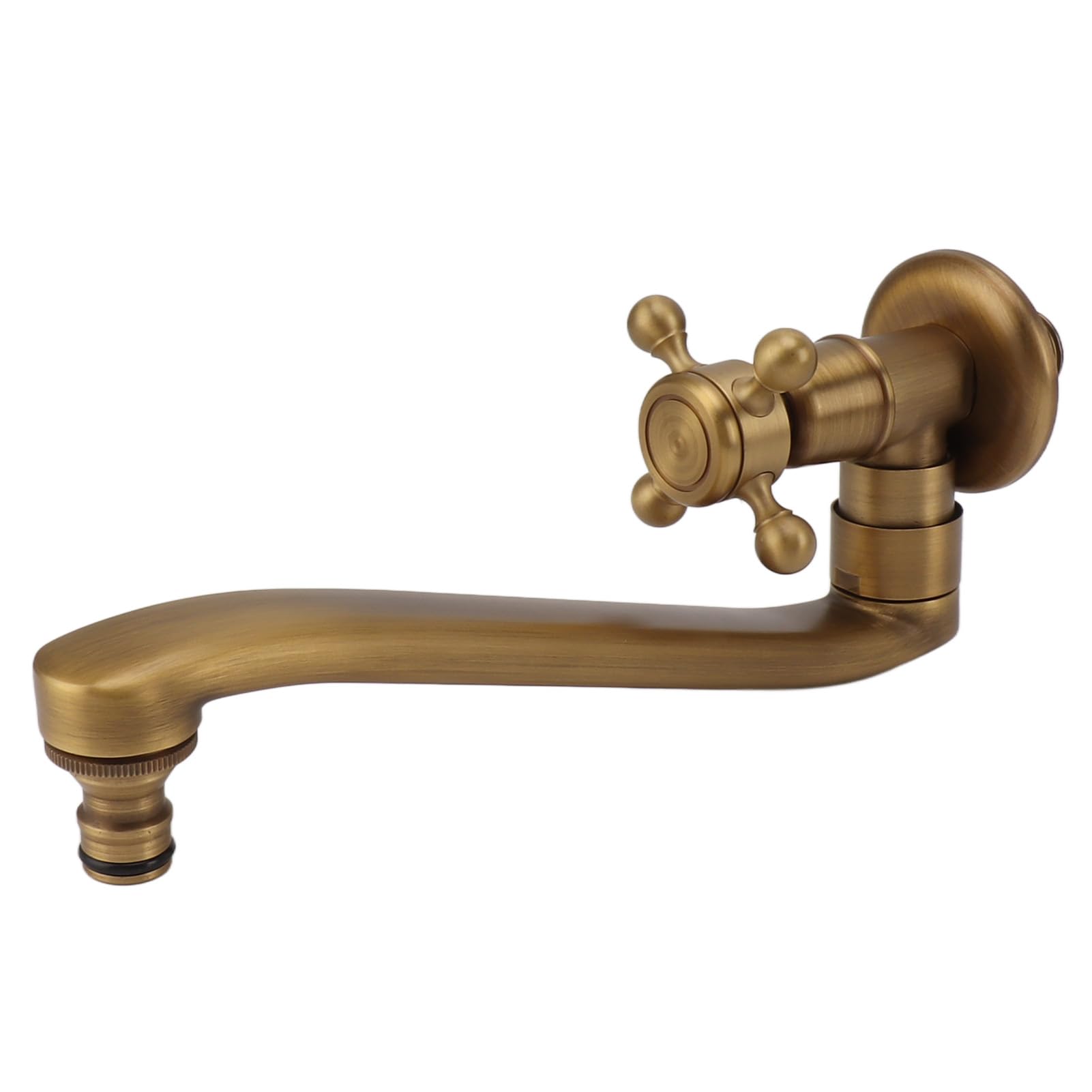 Antique Garden Faucet with Extended Spout, Vintage Design, Single Cold Water Control, Copper Material, Freeze Resistant (Spout)