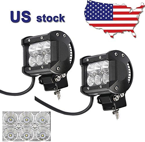Primeprolight 2x 18W 1260LM Flood Led Work Light Bar For Off-road SUV Boat 4x4 Jeep Lamp