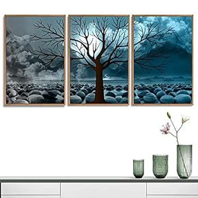 3 Piece Framed Canvas Wall Art for Living Room, Bedroom Abstract Tree Canvas Prints for Home Decoration Ready to Hang - 16"x24"x3 Panels