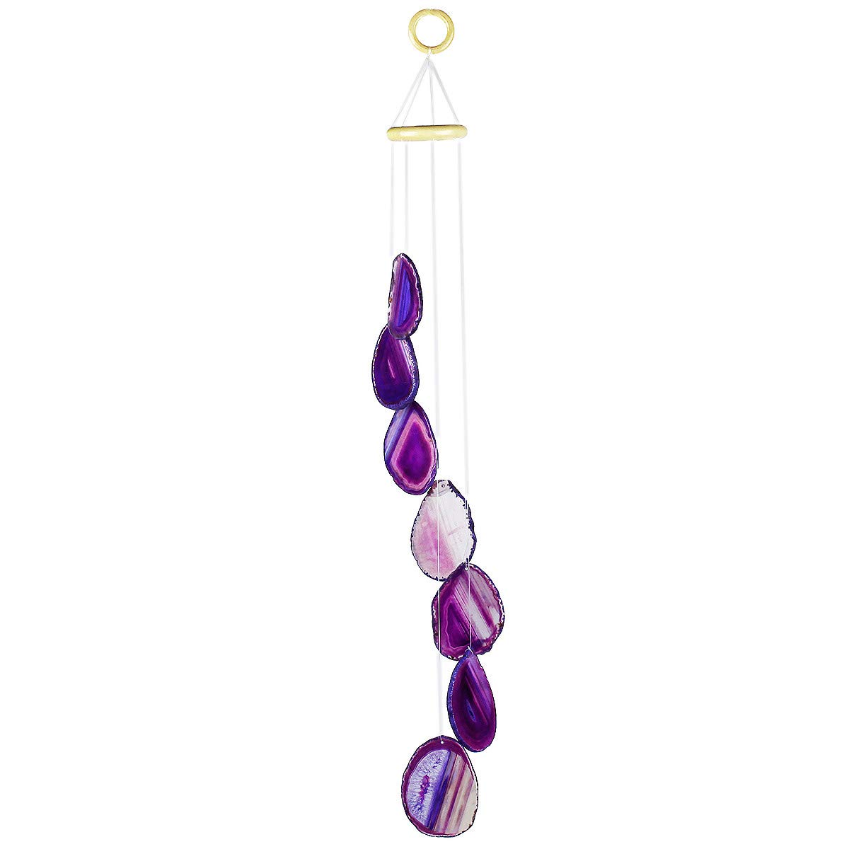 Nupuyai Large Purple Agate Slices Wind Chimes for Garden Home Decor, Crystal Stone Hanging Ornament Wind Bell for Outdoor Indoor 78cm