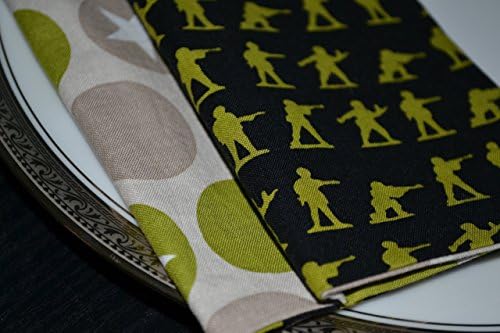 Army Men and Dots Reversible Cloth Napkins/Set of 4