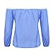 XWDA Women Off Shoulder Blouse Sexy Cotton Shirt Casual Blue White Stripe Tops