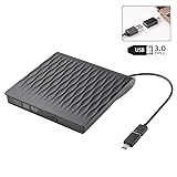 External CD DVD Drive, USB 3.0 Type C Dual Port Slim Portable External CD DVD Re