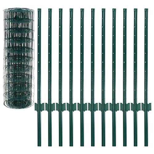 vidaXL Maschendrahtzaun Komplettset 20x0,8m Stahl Grün Metallzaun Gartenzaun – Bild 3