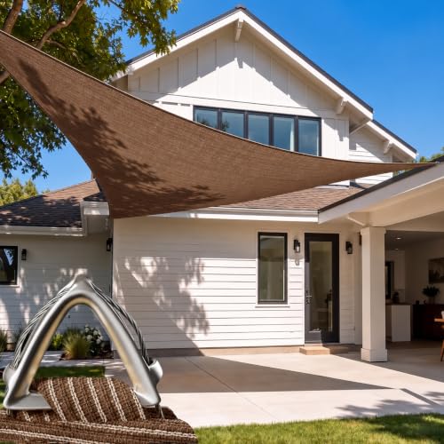 ColourTree 18' x 35' x 39.36' Brwon Triangle Shade Sail for Outdoor Patio at Amazon