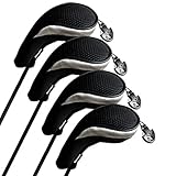 Andux Golf Hybrid Club Head Covers Set Of 4 Interchangeable No. Tag MT/HY06 (Black/silver)