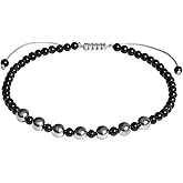 Lightock Black Agate and Terahertz Beaded Anklet Beach Foot Jewelry Crystals and Stones Spiritual Protection Balance Ankle Bracelets for Women