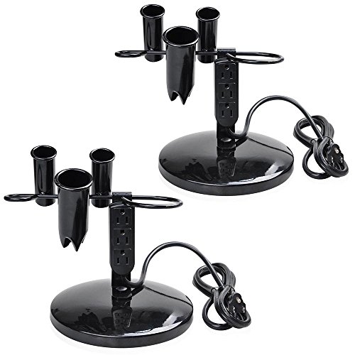 Tabletop Blow Dryer & Hair Iron Holder – Salon Appliance Stand w/ 3 Outlets (Pack of 2)