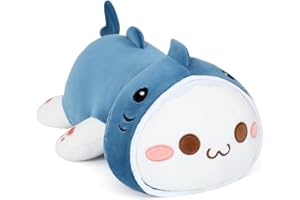 Onsoyours Cute Kitten Shark Plush Toy 20" Stuffed Animal Kitty Soft Shark Cat Large Plush Pillow for Kids (Blue Cat Shark, 20")