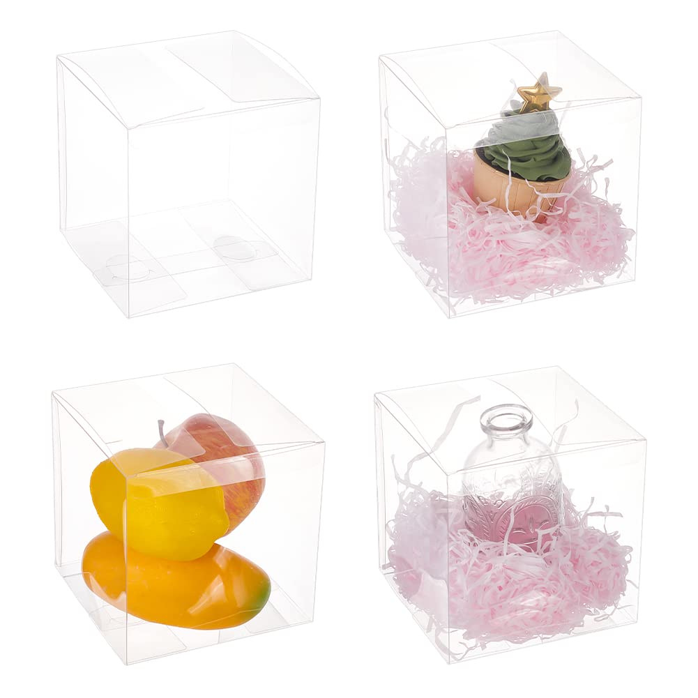 BENECREAT 10PCS Clear Wedding Favour Boxes 13x13x13cm Square PVC Transparent Gift Boxes for Candy Chocolate Birthday Party Gift Wrapping