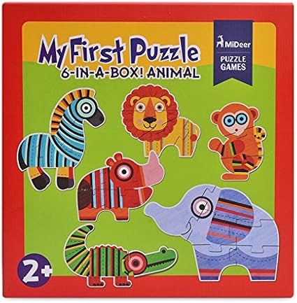 Mideer 6-in-A-Box Puzzle Games Jigsaw Educational Card My First Puzzle Toys for Children Kids Gift Boy Play Match Sort - Edu Toys (Animals)