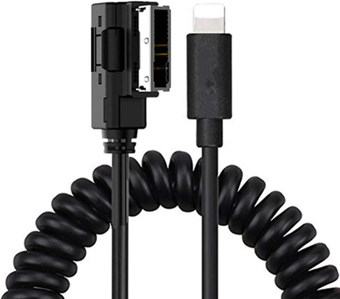 Shine Mercedes Benz MMI MDI AUX Cable Charging Music Interface,Coiled Cord Compatible for iPXs Xs Max XR X 8 7 7 Plus for Benz B C CLS SLK E S SL SLS GL GLK ML Class(Stretched Length 2M)