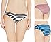 Nabtos Women's Sexy Cotton Underwear Panties Bikini Stripes Pack of 3 (Large/7, Blue Stripes)