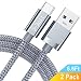 Snowkids USB C Cable (USB 3.0), USB A to USB C Charger (2-Pack 6.6ft) Nylon Braided Fast Charging Cord Compatible with Samsung Galaxy Note 9 S9 S8 Note 8, LG V30 G6 G5, Pixel, Nintendo Switch (Grey) primary