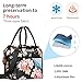 Kaome Lunch Bags for Women, Reusable Insulated Lunch Box, Double Zippers Wide Open Lunch Cooler Container Bag, Durable Leakproof Picnic Bags for Men Work School Outdoor Flower (Pink)