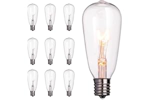 10 Pack Edison Replacement Light Bulbs,7-Watt E17 Screw Base ST40 Replacement Clear Glass Light Bulbs for Outdoor String Ligh