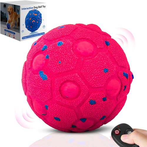 Photo 1 of *** no remote*** Newget Interactive Dog Toy Ball with Remote, 3 Modes Smart Moving Dog Balls with Touch Wake-Up, Automatic Bouncing/Rolling Chew-Resistant Ball for Medium & Large Dogs to Keep Busy, Rose Red