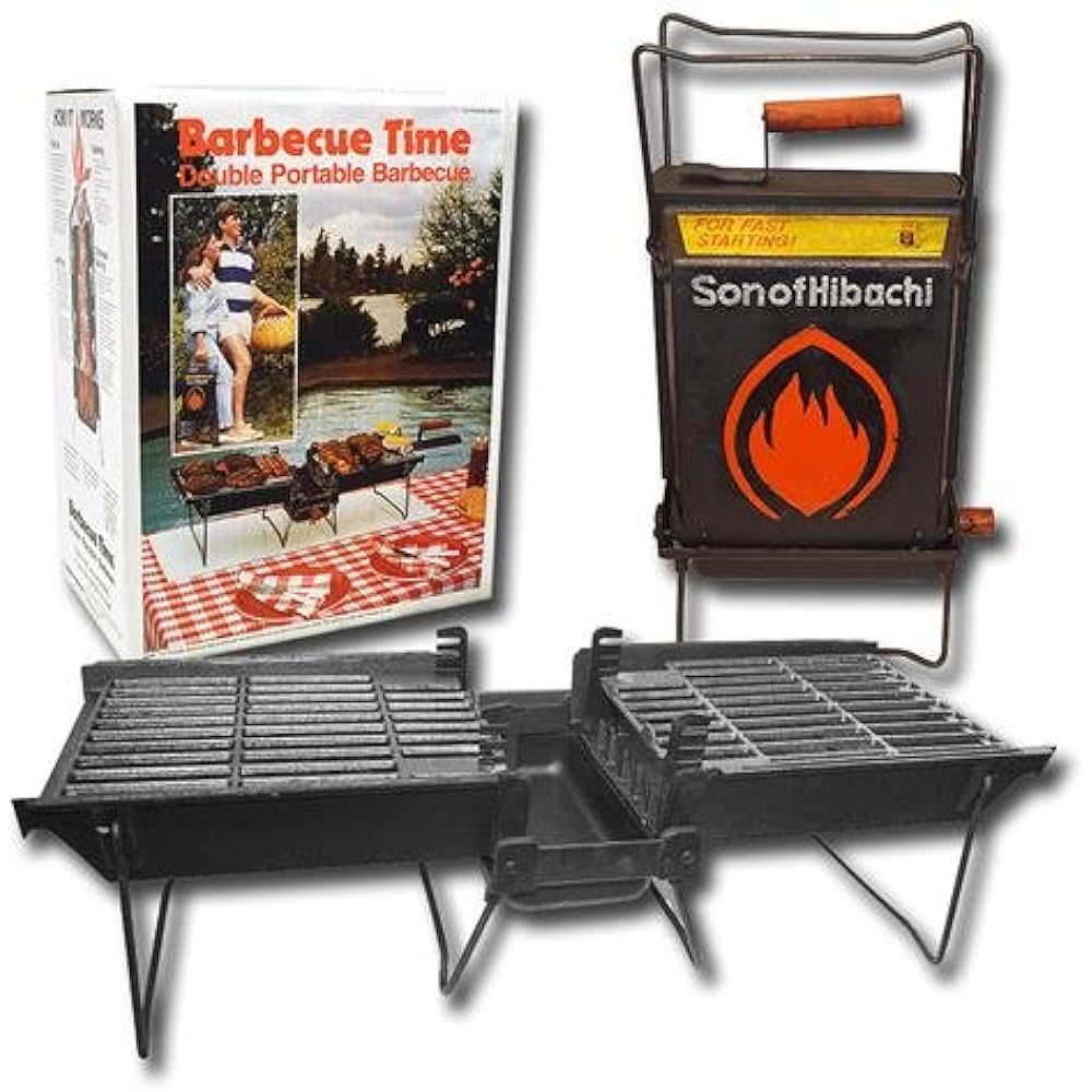 Mr. Flame Son Hibachi Portable Vintage Cast Iron Charcoal Grill Self