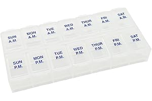 Ezy Dose Weekly 7-Day AM/PM Pill Organizer, Vitamin Case and Medicine Box, Medium Compartments for Twice-Daily Dosing, Natural Color Design, Easy-Open Lids, Portable and Perfect for Home or Travel Use