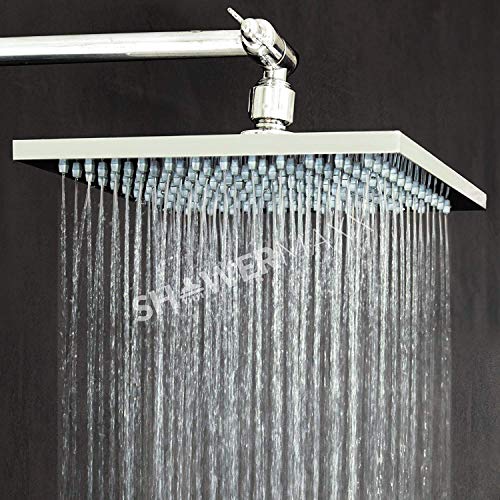ShowerMaxx, Elite Series, 8 inch Square High Pressure Rainfall Shower Head, MAXX-imize Your Rainfall Experience with Easy-to-Remove Flow Restrictor Rain Showerhead, Brushed Nickel Finish