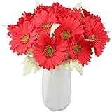 Romase 7PCS Real Touch PU Artificial Gerbera Flower