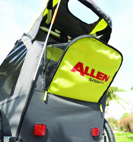Allen Sports Premier 2-Child Aluminum Bike Trailer/Racing Stroller, Green/Grey
