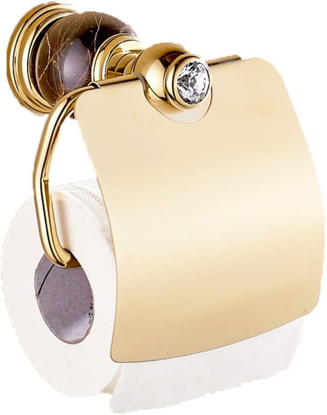 BESISOON-HO Sostenedor de Papel higiénico Polaco de Oro Latón y mármol