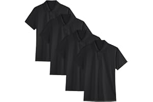 COMCHE 4 Pack Boys Youth Kids Polo Shirt Mesh Athletic Quick Dry Short Sleeve Golf Shirt Moisture Wicking Active Tops(Age 5-16)