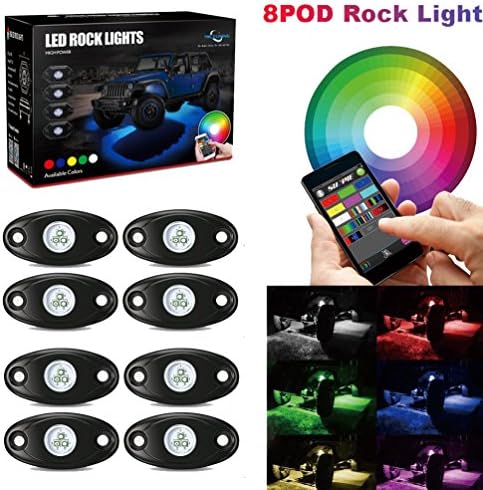 8 Pod Rgb Led Rock Lights Kits with Bluetooth Control Waterproof Neon Lights for Cars Jeep Off Road Truck SUV ATV