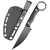 DIELUONAI 7.8" Fixed Blade Knife for Outdoor EDC,Full Tang 8Cr13Mov Steel with Mirror Finish,Non-Slip Grip Handle & Secure Kydex Sheath,Gift For Men